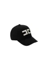 Elisabetta Franchi Embroidery Canvas Baseball Cap In Black