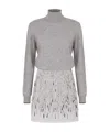 Elisabetta Franchi Wool Mini Dress Set In Gray