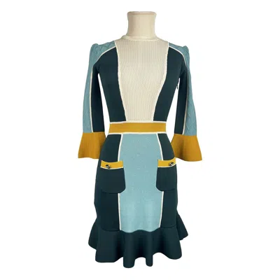 Elisabetta Franchi Emerald Elegance Turtle Neck Stretch Dress In Green