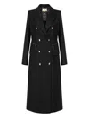 Elisabetta Franchi Enamelled Button Double-breasted Coat In Black