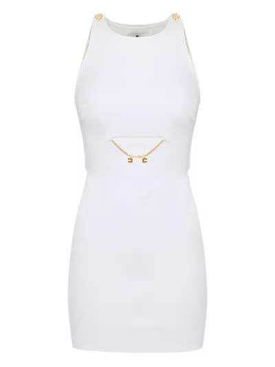 Elisabetta Franchi Enamelled-buttons Dress In White