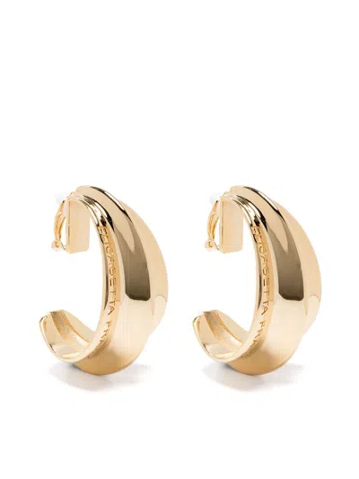 Elisabetta Franchi Engraved-logo Clip-on Earrings In Gold