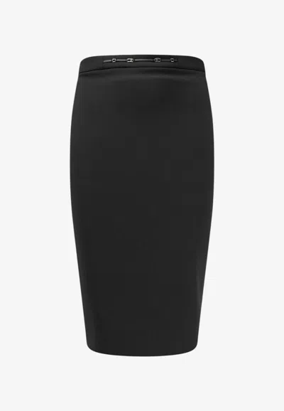 Elisabetta Franchi Essential Crepe Pencil Skirt In Black