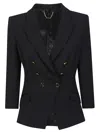 Elisabetta Franchi Tailored Blazer With Padded Shoulders And Peak Lapels In Black