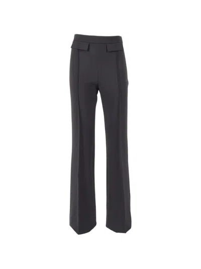 Elisabetta Franchi High Waist Wide Leg Nylon Silk Trousers In Brown