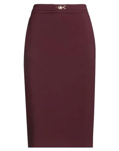 Elisabetta Franchi Essential Woman Midi Skirt Burgundy Size 8 Polyester, Elastane