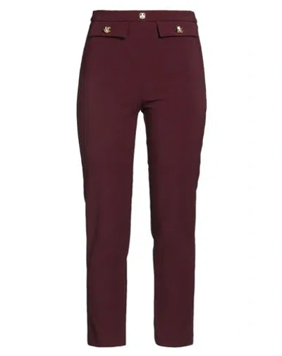 ELISABETTA FRANCHI ELISABETTA FRANCHI ESSENTIAL WOMAN PANTS BURGUNDY SIZE 12 POLYESTER, ELASTANE