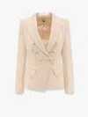 Elisabetta Franchi Essentials Blazer With Shoulder Pads And Covered Buttons