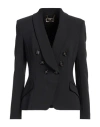 Elisabetta Franchi Double-breasted Jacket With Belted Waist In Black