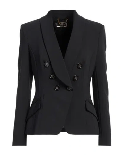 ELISABETTA FRANCHI ELISABETTA FRANCHI ESSENTIALS WOMAN BLAZER BLACK SIZE 12 POLYESTER, ELASTANE