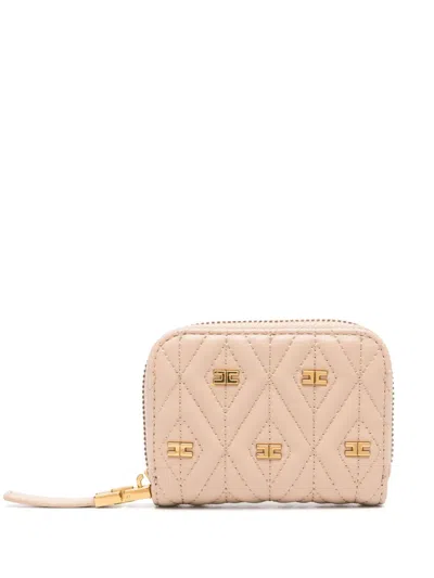 Elisabetta Franchi Étoile Quilted Wallet In Neutrals