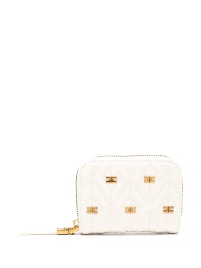 Elisabetta Franchi Étoile Quilted Wallet In Nude