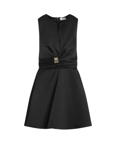Elisabetta Franchi Occasion Mini Dress Gold Metal Detail In Black
