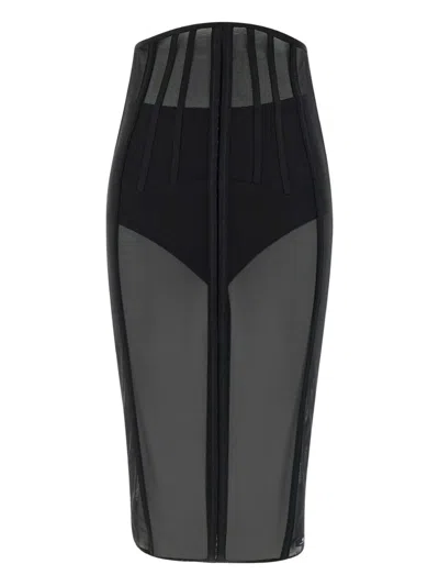 Elisabetta Franchi Events Tulle Midi Skirt In Black