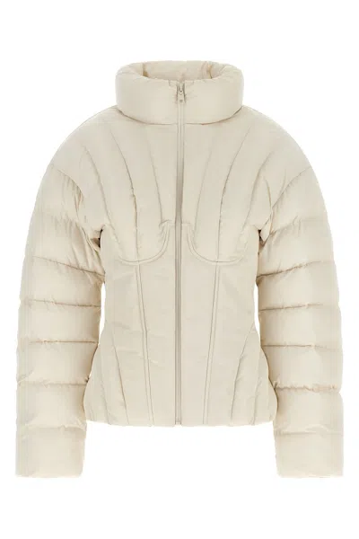 Elisabetta Franchi Exhausted Quilted Down Jacket In Neutral
