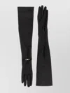 Elisabetta Franchi Extended Nappa Leather Gloves Featuring Buttons In Black