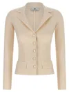 Elisabetta Franchi Fabric-stitch Wool Blazer Blazers White In Brown