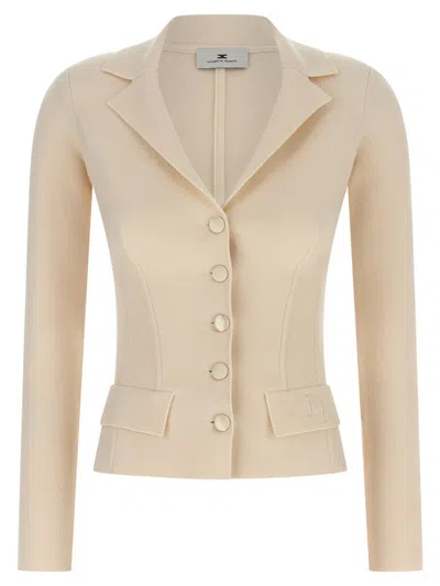 ELISABETTA FRANCHI ELISABETTA FRANCHI FABRIC-STITCH WOOL BLAZER
