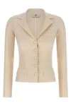 Elisabetta Franchi Fabric-stitch Wool Blazer Blazers White In White