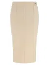 Elisabetta Franchi Fabric Stitch Wool Skirt Skirts White In Gold