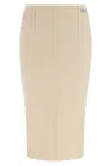 Elisabetta Franchi Fabric Stitch Wool Skirt Skirts White In Gold