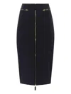 Elisabetta Franchi Lightweight Crepe Skirt With Black Zip In Black