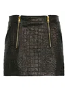 Elisabetta Franchi Mini Leather Skirt With Coconut Printing In Black