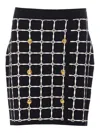 Elisabetta Franchi Black Jacquard Mini Skirt With Logo And Gold Buttons In Black