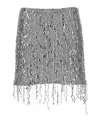 Elisabetta Franchi Sequin Tulle Skirt With Fringe And Metallic Finish