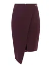 Elisabetta Franchi Asymmetrical Bordeaux Skirt With Wrap-style Front In Burgundy