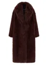 Elisabetta Franchi Long Shawl Collar Faux Fur Jacket