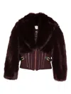Elisabetta Franchi Faux-fur Buckled Jacket In Brown