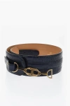 Elisabetta Franchi Faux-leather Belt With Croco Pattern In Blue