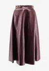 Elisabetta Franchi A-line Silhouette Skirt With Metallic Buckle Detail In Burgundy