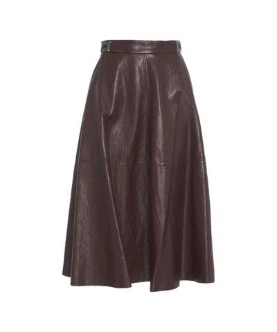 Elisabetta Franchi Faux Leather Midi Skirt In Red