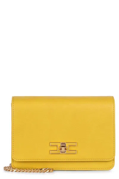 Elisabetta Franchi Faux Leather Shoulder Bag In Yellow
