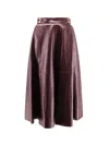 Elisabetta Franchi A-line Silhouette Skirt With Metallic Buckle Detail In Brown