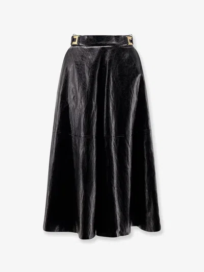 Elisabetta Franchi Faux Leather Skirt In Black