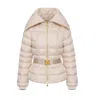 Elisabetta Franchi Short Down Jacket With Belt In Neutral