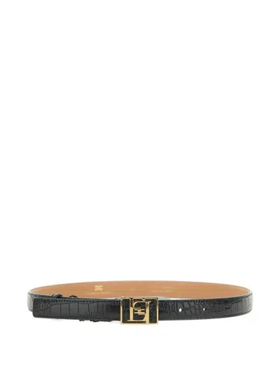 Elisabetta Franchi Ff Leather Belt In Black
