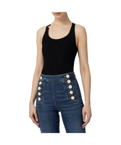 Elisabetta Franchi Fine-ribbed Tank Top In Black