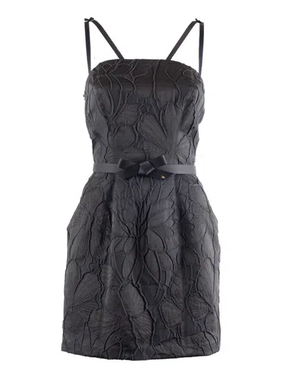 Elisabetta Franchi Fitted Black Dress With Belt