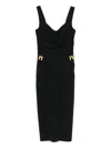 Elisabetta Franchi Fitted Midi Dress With Sweetheart Neckline In Black