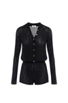 Elisabetta Franchi Buttoned Long Sleeve Dress With Sheer Detailing In Black