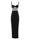 Elisabetta Franchi Fitted Black Evening Dress With Structured Bodice In Black