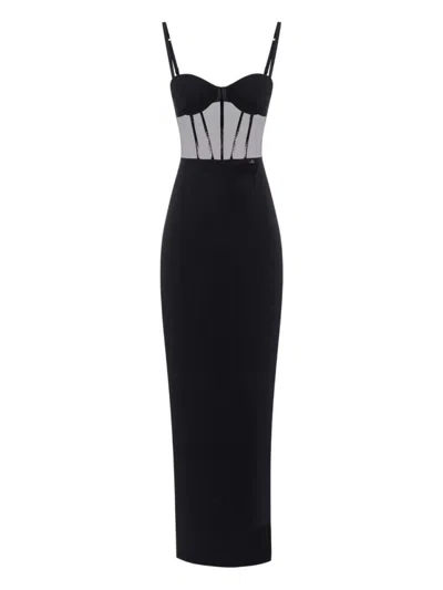 ELISABETTA FRANCHI ELISABETTA FRANCHI FITTED BLACK EVENING DRESS WITH STRUCTURED BODICE