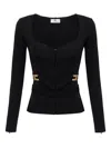 Elisabetta Franchi Fitted Black Jacket With Sweetheart Neckline In Black