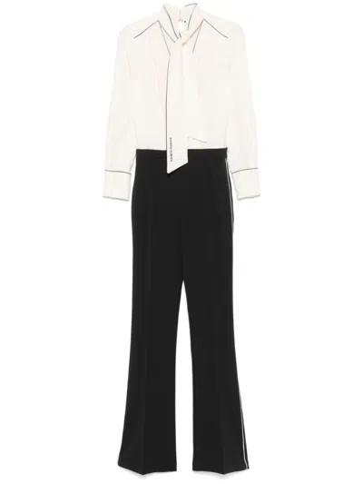 ELISABETTA FRANCHI ELISABETTA FRANCHI FITTED BLACK JUMPSUIT WITH BLOUSE TOP