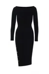 Elisabetta Franchi Fitted Black Midi Dress With Off-the-shoulder Neckline In Black