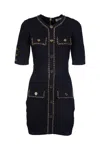 Elisabetta Franchi Fitted Black Mini Dress With Button-down Front And Gold-chain Detailing In Black